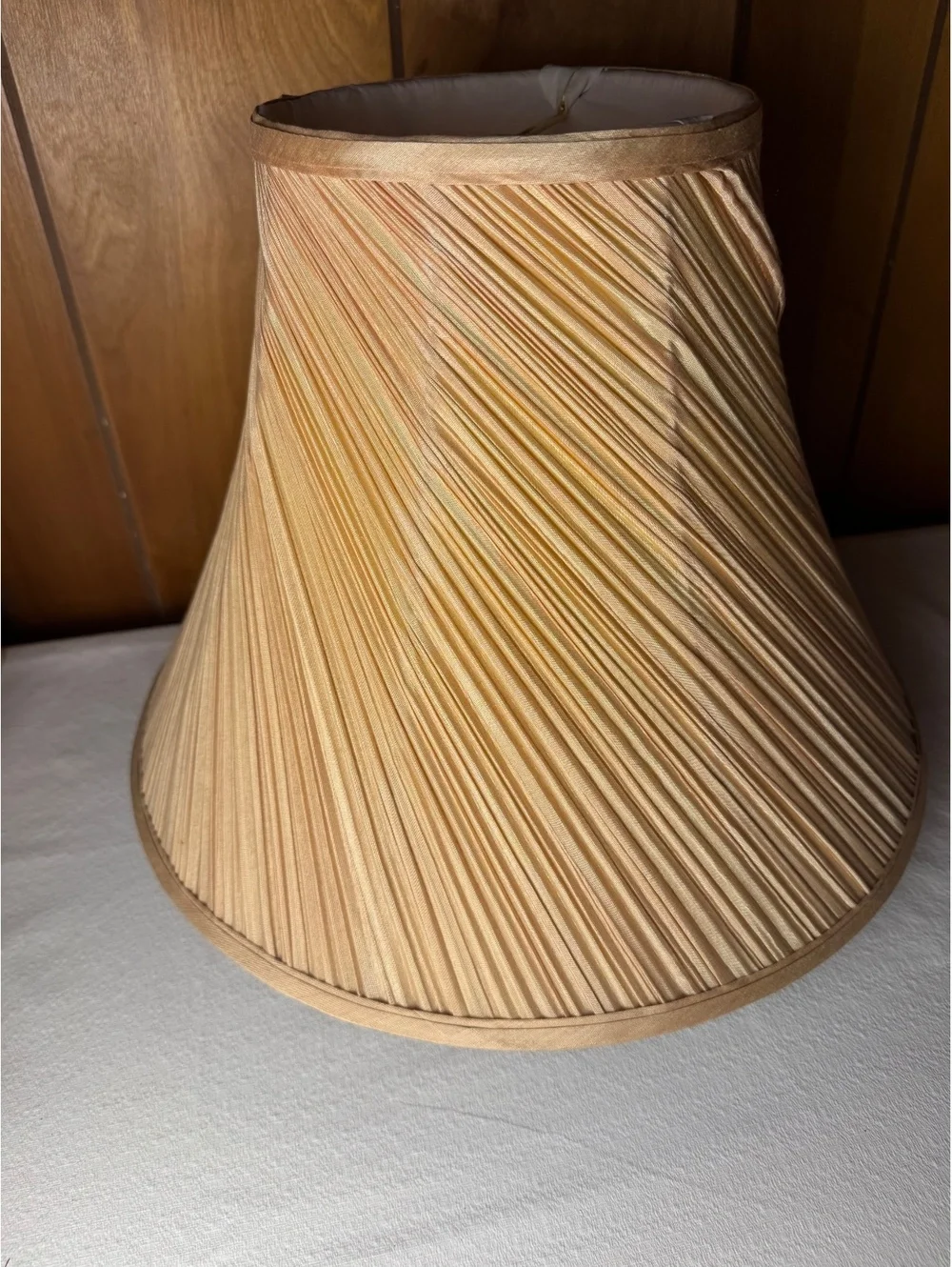 Vintage Pleated Lampshade Large 16 Inch Bell Shade Champagne Beige Lamp Shade